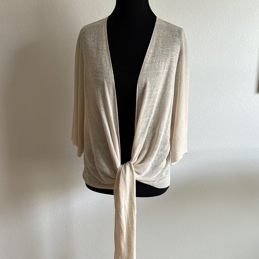 Eileen Fisher Cream Shrug with Tie Closure